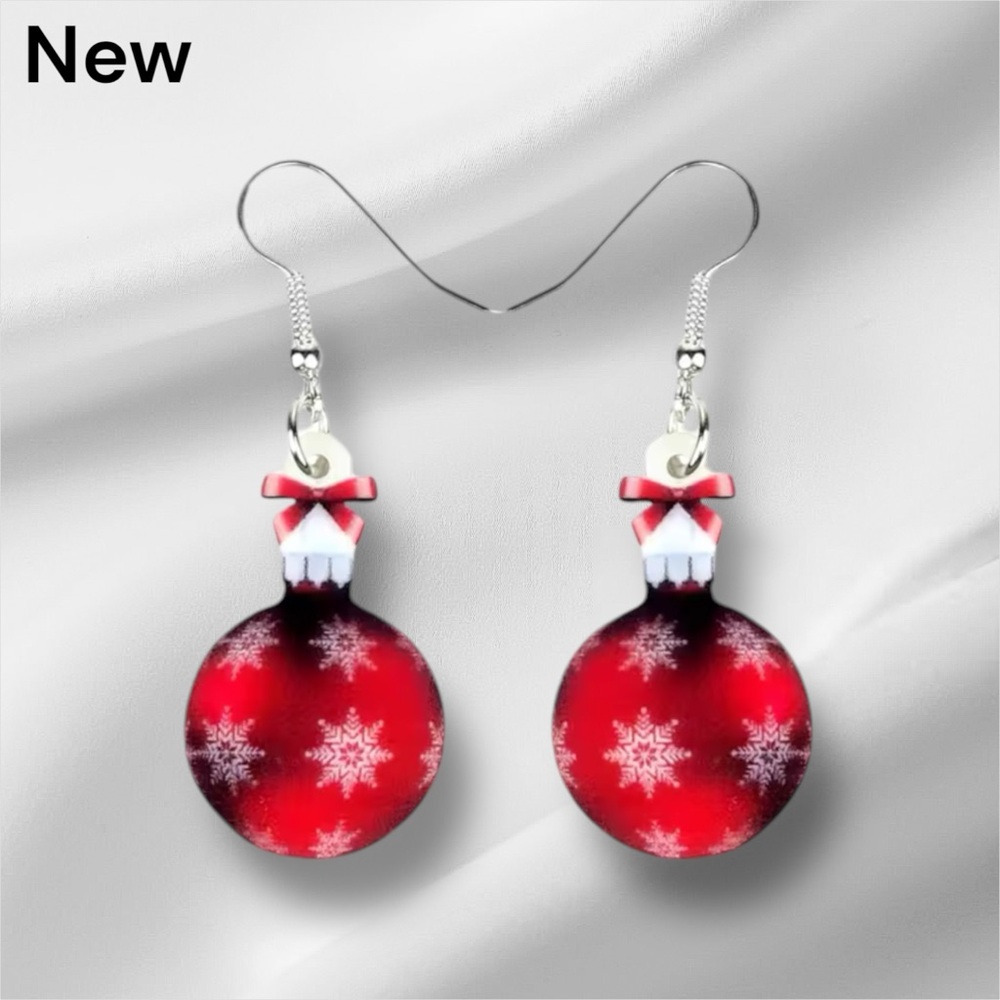 New Holiday Ornament Acrylic Dangle Earrings